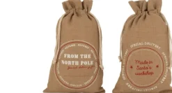 J-Line Kerstsokken> Zak Kerst Engels Jute Naturel Medium Assortiment Van 2