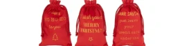J-Line Kerstsokken> Zak Kerst Engels Velvet Rood Small Assortiment Van 3