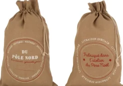 J-Line Kerstsokken> Zak Kerst Frans Jute Naturel Large Assortiment Van 2