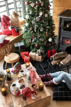 J-Line Kerstsokken> Zak Kerst Frans Jute Naturel Large Assortiment Van 2