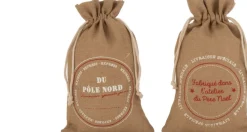 J-Line Kerstsokken> Zak Kerst Frans Jute Naturel Medium Assortiment Van 2