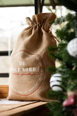J-Line Kerstsokken> Zak Kerst Frans Jute Naturel Small Assortiment Van 2