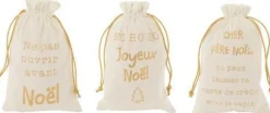 J-Line Kerstsokken> Zak Kerst Frans Velvet /Goud Small Assortiment Van 3