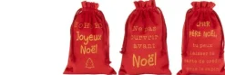 J-Line Kerstsokken> Zak Kerst Frans Velvet Rood Small Assortiment Van 3
