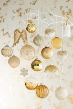 J-Line Kerstsokken> Zak Kerst Mix Velvet Wit/Goud Extra Small Assortiment Van 3