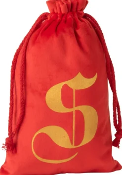 J-Line Kerstsokken> Zak Kerst S Velvet Rood Small - 4 Stuks