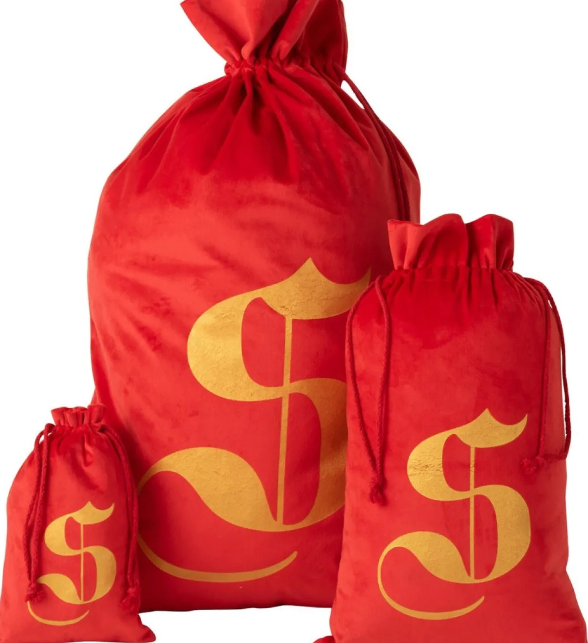J-Line Kerstsokken> Zak Kerst S Velvet Rood Large