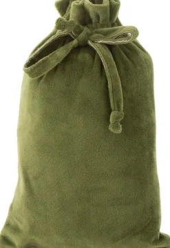 J-Line Kerstsokken> Zak Kerst Velvet Kaki Groen Small - 4 Stuks