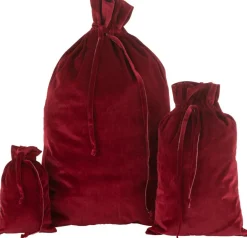 J-Line Kerstsokken> Zak Kerst Velvet Rood Large