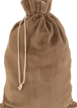 J-Line Kerstsokken> Zak Kerst Zacht Textiel Bruin Large