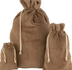 J-Line Kerstsokken> Zak Kerst Zacht Textiel Bruin Large