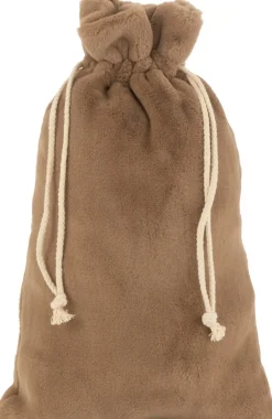 J-Line Kerstsokken> Zak Kerst Zacht Textiel Bruin Medium - 4 Stuks