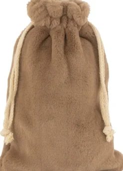 J-Line Kerstsokken> Zak Kerst Zacht Textiel Bruin Small - 4 Stuks