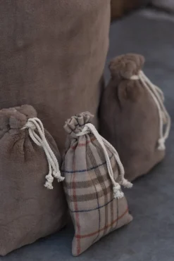 J-Line Kerstsokken> Zak Kerst Zacht Textiel Bruin Small - 4 Stuks