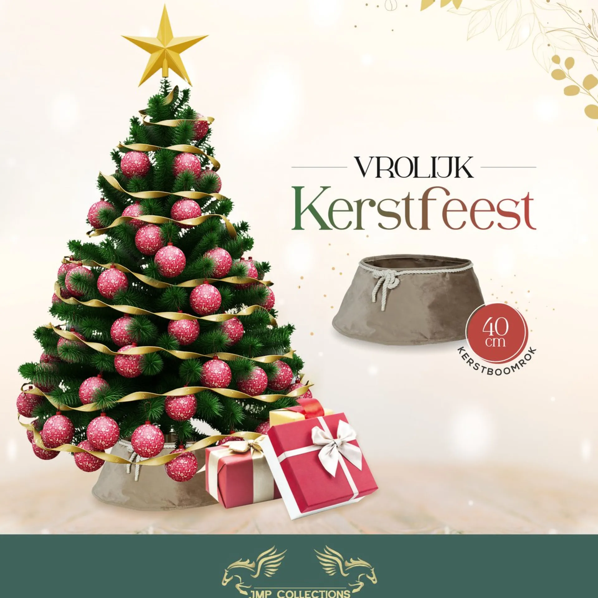 PRACHTIGE KERST® Jmp Collections - Kerstboomrok - Kerstboommand - Kerstboomkleed - Velours - Velvet O 40Cm Store