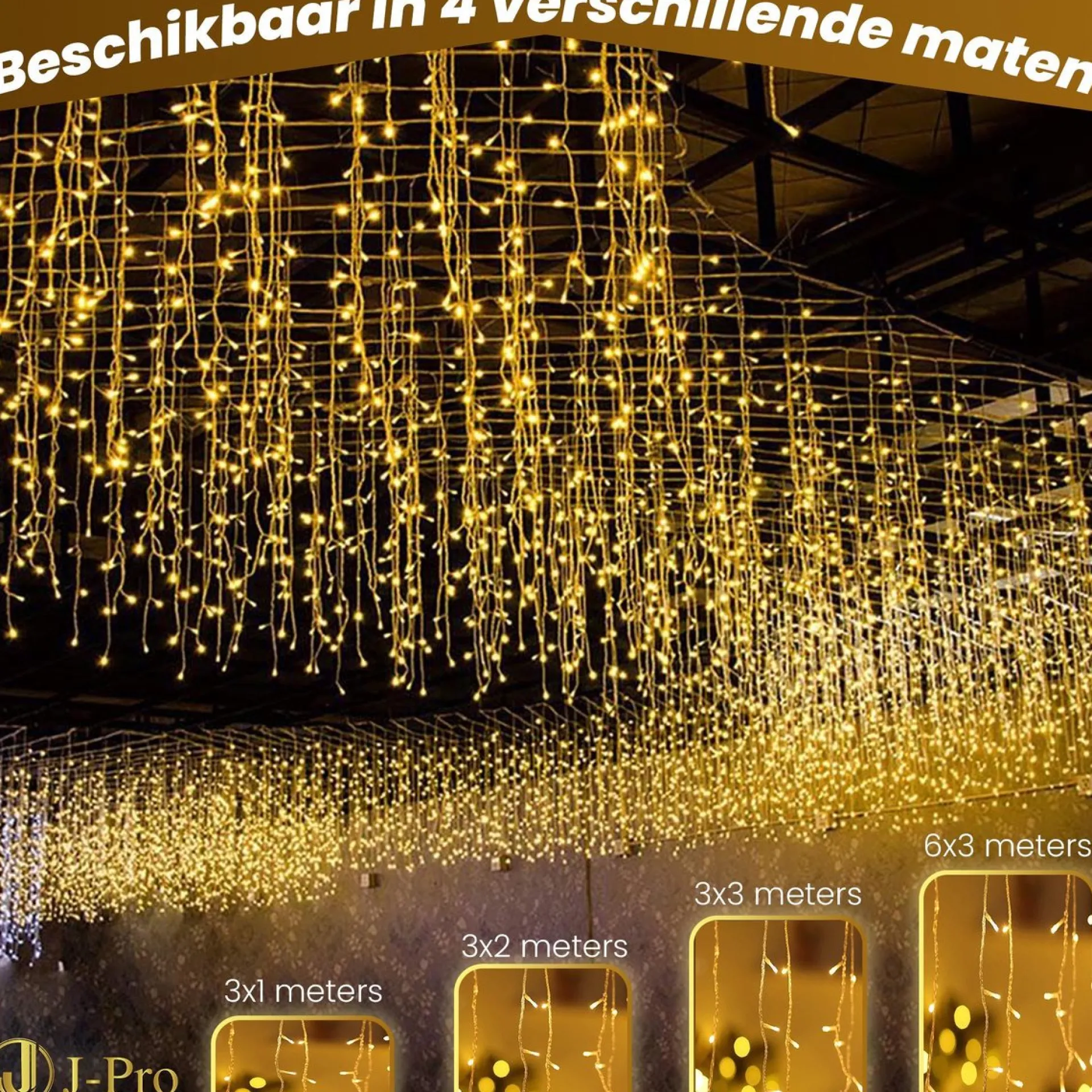 J-Pro Curtain Light 6X3M Lichtsnoer Op Netstroom - Tuinverlichting Led - Lichtslinger - Led Lichtgordijn 6X3M Fashion
