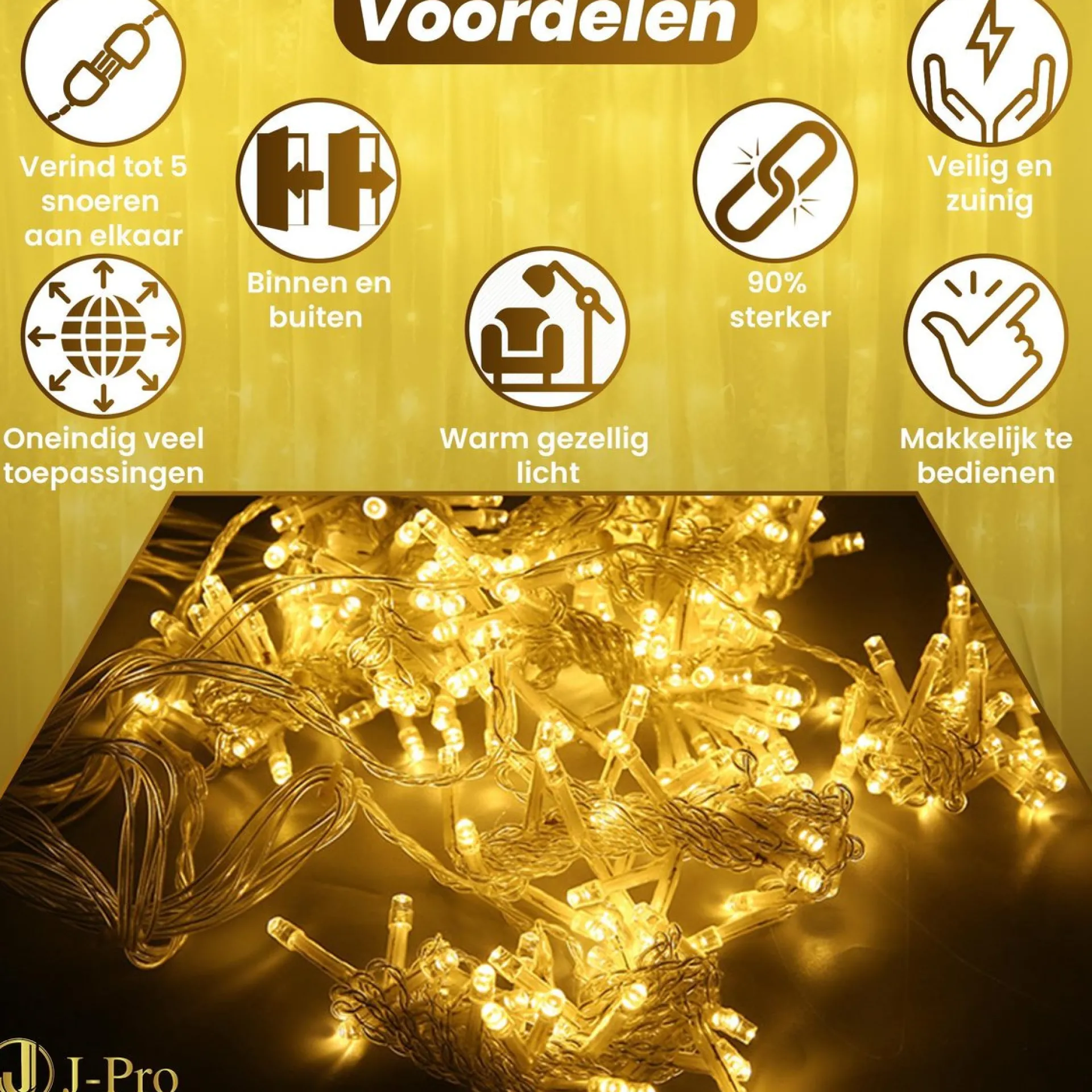 J-Pro Curtain Light 6X3M Lichtsnoer Op Netstroom - Tuinverlichting Led - Lichtslinger - Led Lichtgordijn 6X3M Fashion