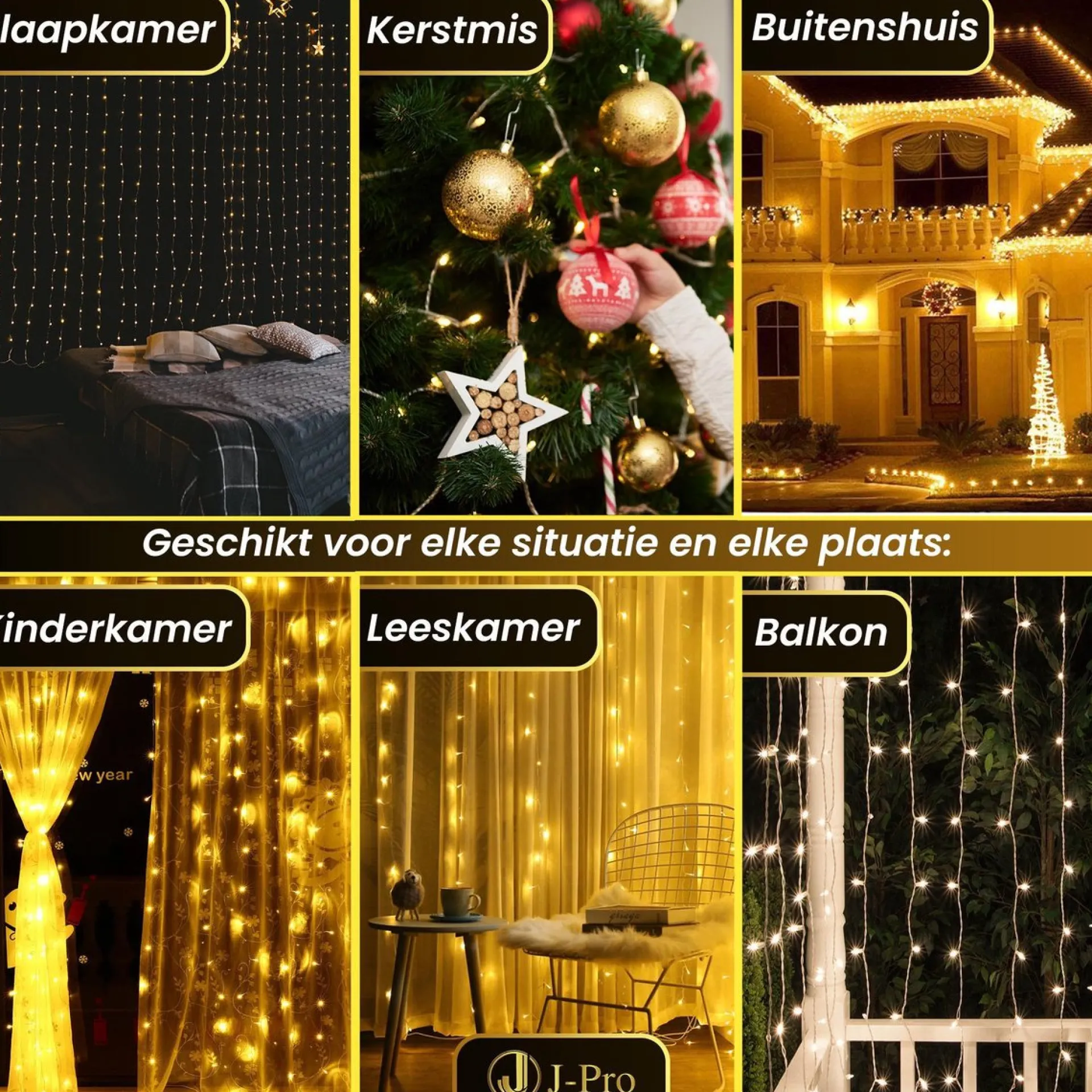J-Pro Curtain Light 3X2M Lichtsnoer Op Netstroom - Tuinverlichting Led - Lichtslinger - Led Lichtgordijn 3X2M Sale