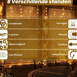 J-Pro Curtain Light 3X2M Lichtsnoer Op Netstroom - Tuinverlichting Led - Lichtslinger - Led Lichtgordijn 3X2M Sale