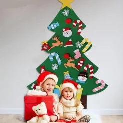 Hs Kerstbeelden>J.S & I.R Vilten Kerstboom – Kinderen – Klittenband – Kinderkerstboom – Kerstboom Voor Kinderen – Kerstcadeau – Speelgoed – Versiering – Muurboom