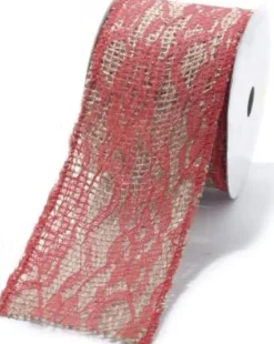 Merkloos Kerststukjes>Juteband - Jute Lint - Kerst - Jute Met Rode Kant - 6 Cm X 5 Meter