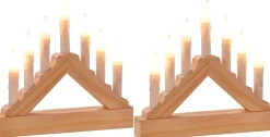 SmuldersDeco Kaarsenbrug Van Hout Met 7 Ledkaarsjes - 18 Cm Hoog Best Sale