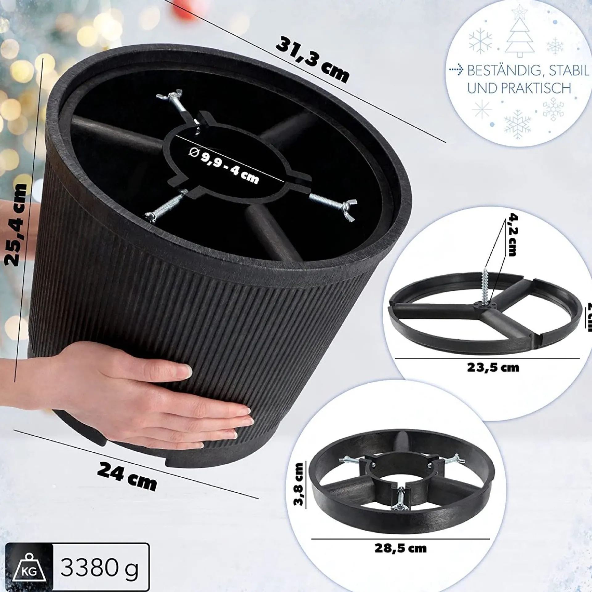 KADAX Kerstboomstandaard, Kerstboomstandaard Van Gerecyclede Kunststof, Dennenboomstandaard Voor Een Echte Boom, Standaard Voor Een Kerstboom (Boomhoogte Tot 250 Cm/Grafiet) Hot