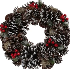 Merkloos Kerstkransen>Kerst - Kerstkrans - Krans - Dennenappels - D33Cm - 2 Designs