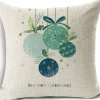 Merkloos Kerstkussens>Kerst - Kussenhoes - Kerstballen - Sierkussen - Linnen Look - Blauw - Groen - Decoratie