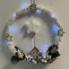 Eigenmerk Home made Kerstkransen>Kerst / Winter Krans Kleur Wit Met Verlichting
