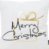 Gek op Kussens! Kerstkussens>Kerst 'Christmas Gift' Kussenhoes | Katoen/Polyester | 45 X 45 Cm | Wit / Goud