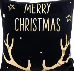 Gek op Kussens! Kerstkussens>Kerst 'Christmas Reindeer' Kussenhoes | Katoen/Polyester | 45 X 45 Cm | / Goud