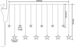 Merkloos Kerst Gordijn Ster 2 Meter - Blauw Blauw (460Nm) Online