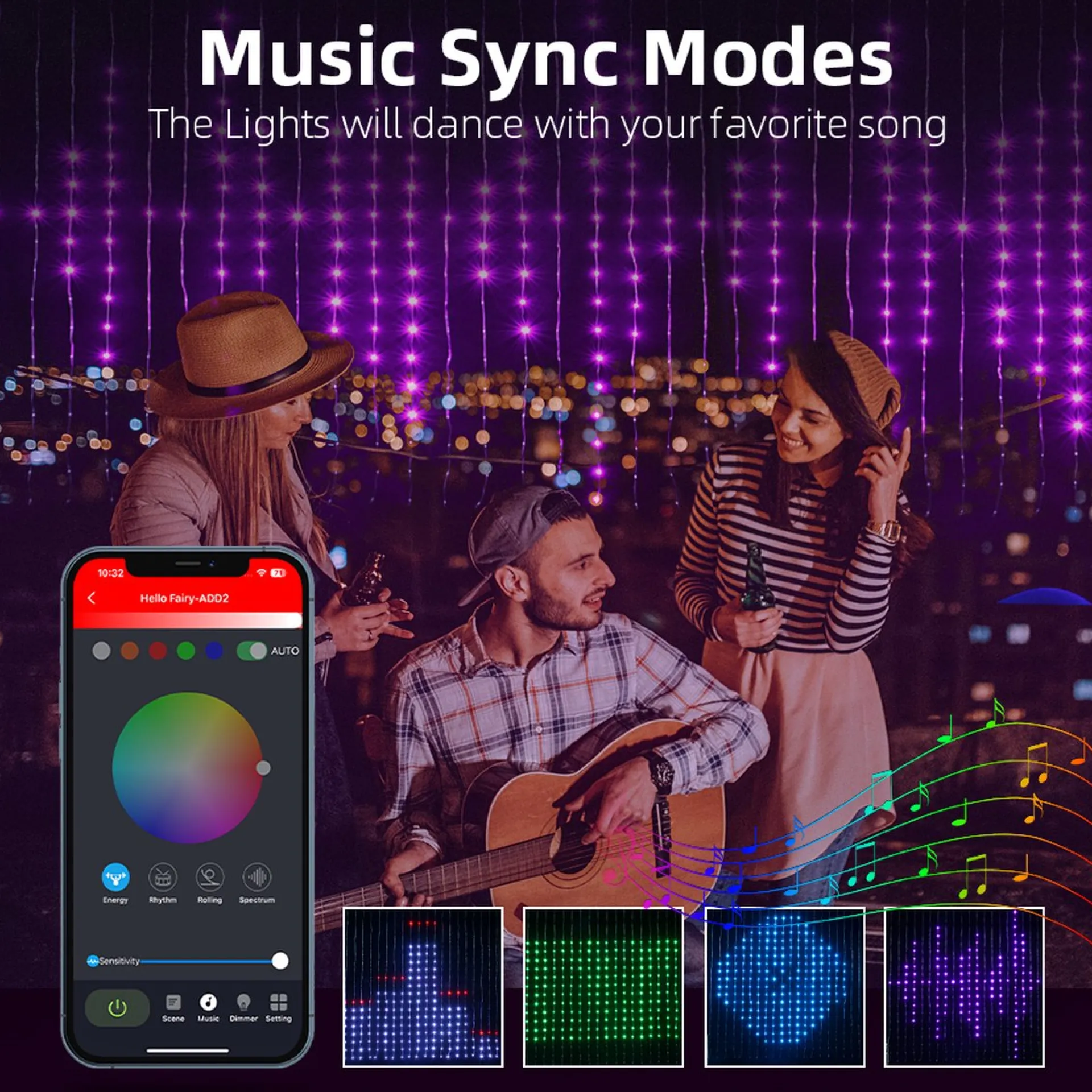 * Kerst Led Gordijn - Rgb Belichting - Led Verlichting - Patronen Instellen - 400 Leds Shop