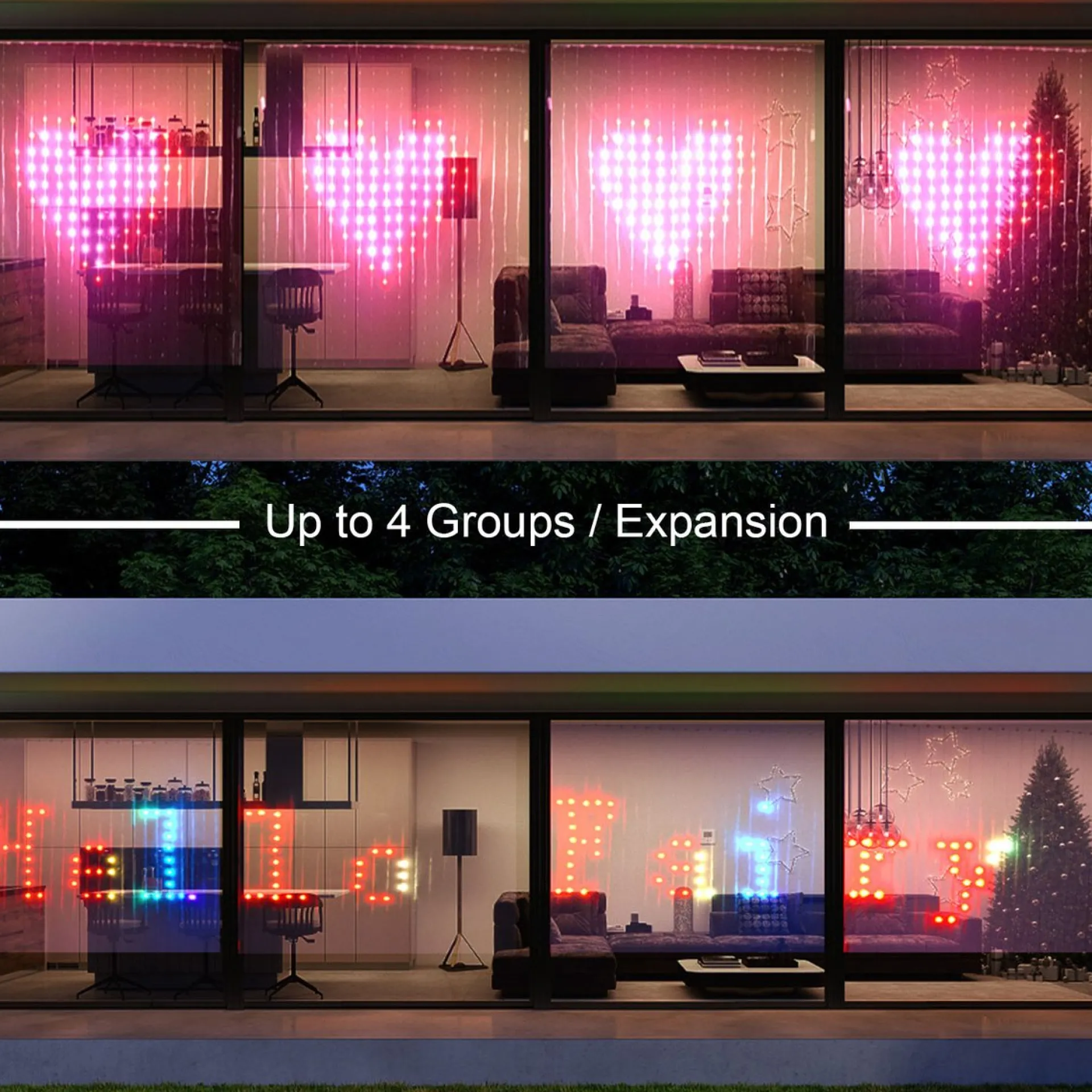 * Kerst Led Gordijn - Rgb Belichting - Led Verlichting - Patronen Instellen - 400 Leds Shop