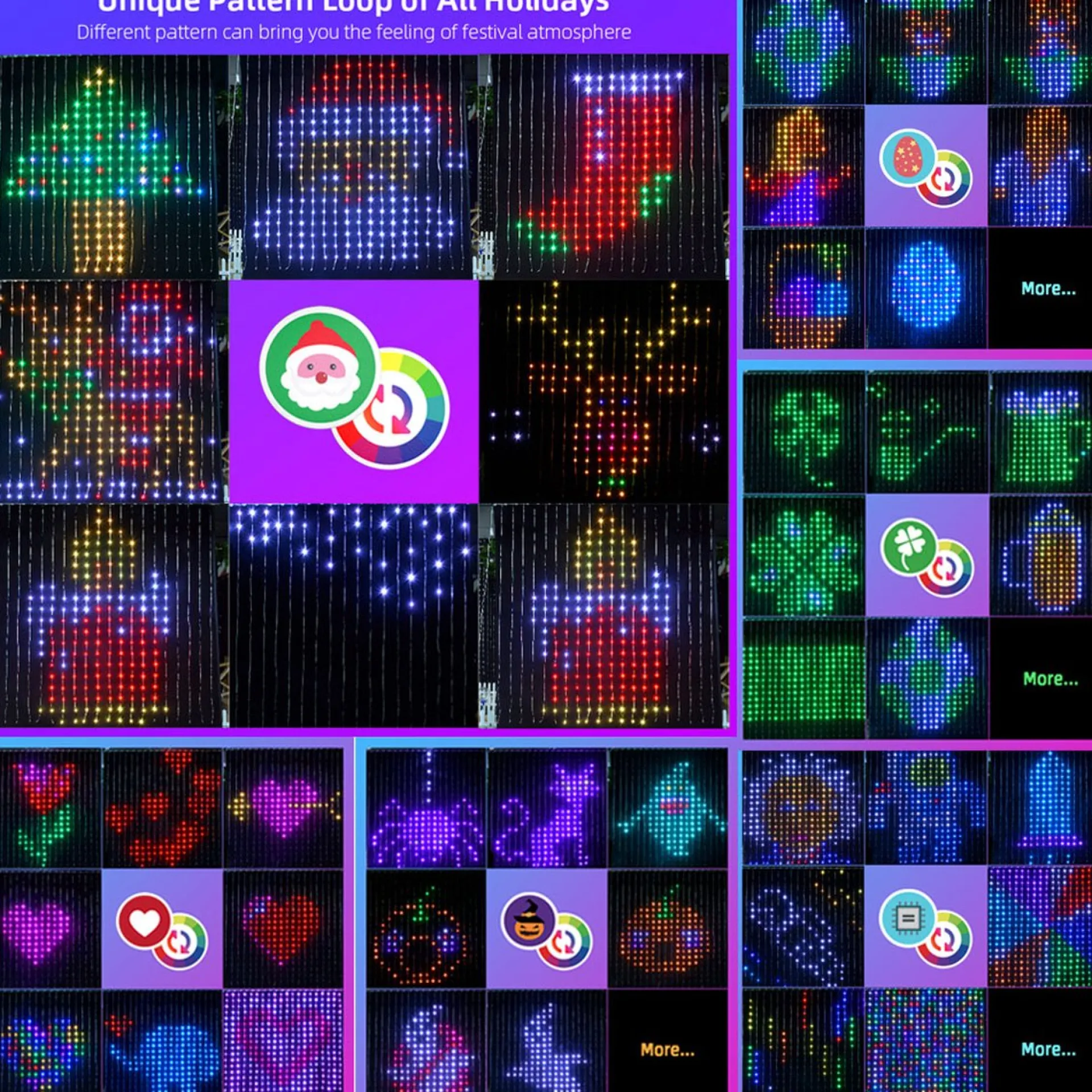 * Kerst Led Gordijn - Rgb Belichting - Led Verlichting - Patronen Instellen - 400 Leds Shop