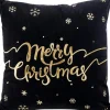 Gek op Kussens! Kerstkussens>Kerst 'Merry Christmas' Kussenhoes | Katoen/Polyester | 45 X 45 Cm | Zwart /