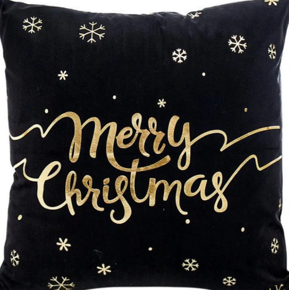Gek op Kussens! Kerstkussens>Kerst 'Merry Christmas' Kussenhoes | Katoen/Polyester | 45 X 45 Cm | Zwart /
