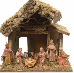 Bellatio Decorations Kerststallen>Kerstal Inclusief 8 Kerststalletje Figuren Van Polystone 27 X 17 X 26 Cm