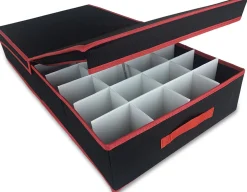 Happy Shopper Kerstballen Opbergbox - Kerstballenbox - Kerst Opbergen - Kerstversiering - Opbergdoos Met Vakjes - 64 Ballen - Zwart/Rood - Kerstcadeau Online