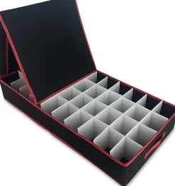 Happy Shopper Kerstballen Opbergbox - Kerstballenbox - Kerst Opbergen - Kerstversiering - Opbergdoos Met Vakjes - 64 Ballen - Zwart/Rood - Kerstcadeau Online