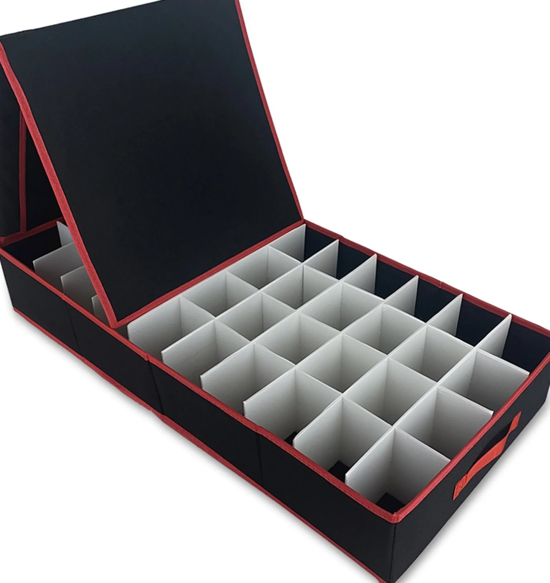 Happy Shopper Kerstballen Opbergbox - Kerstballenbox - Kerst Opbergen - Kerstversiering - Opbergdoos Met Vakjes - 64 Ballen - Zwart/Rood - Kerstcadeau Online