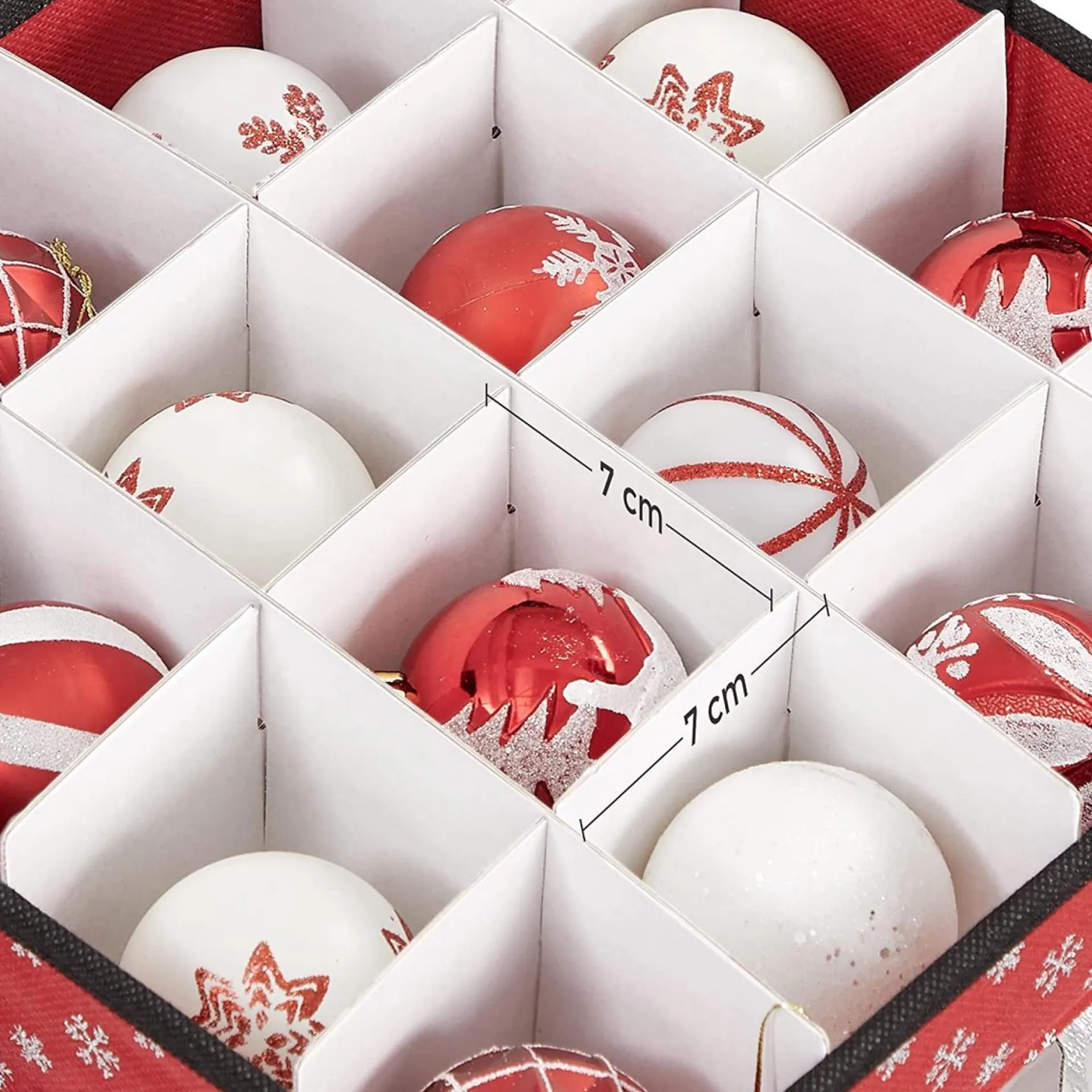 Songmics Kerstballen Opbergbox Met Transparante Voorkant, Opbergdoos Met Deksel, Vouwdoos Voor Kerstmis, Stoffen Opbergbox Met Ruimte Voor 64 Kerstballen Of Andere Ornamenten, 30,5 X 30,5 X 30,5 Cm, Met Sneeuwvlokken Design, Rood Sale