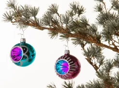 Merkloos Kerstboomversieringen>Kerstballen Set - 12 Kerstballen - Kerstballen Glas - Handmade - Retro Kerstballen - Kerstboomversiering - Gekleurde Kerstballen - Vintage Kerstballen