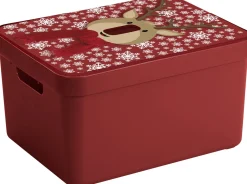 Sunware Kerstballen/Kerstversiering Opruimen Opbergbox Met Rendieren Print - Kerstversiering/Kerstdecoratie Kerstballen Opruimen/Opbergen Online
