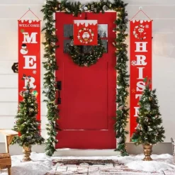 Merkloos Kerststukjes>Kerstbanner - Deur Kerst Decoratie - Inclusief Extra Midden Gedeelte En Bevestigingshaken