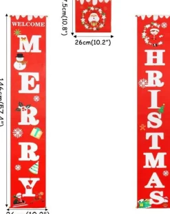 Merkloos Kerststukjes>Kerstbanner - Deur Kerst Decoratie - Inclusief Extra Midden Gedeelte En Bevestigingshaken