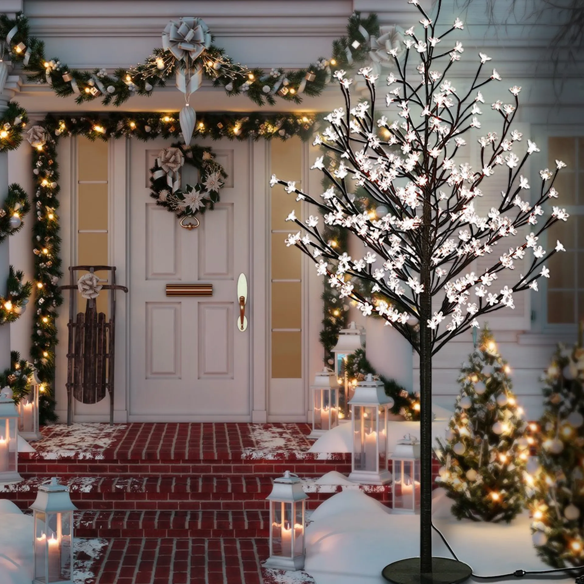 Monzana Kerstbloesem, 220 Cm, 220 Led's, Kerstboom, Kerstversiering, Bloesem, Voor Binnen En Buiten Online