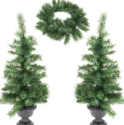 Merkloos Kerstbomen En Kerstkrans Met Led - Set Van 3 Stuks Store