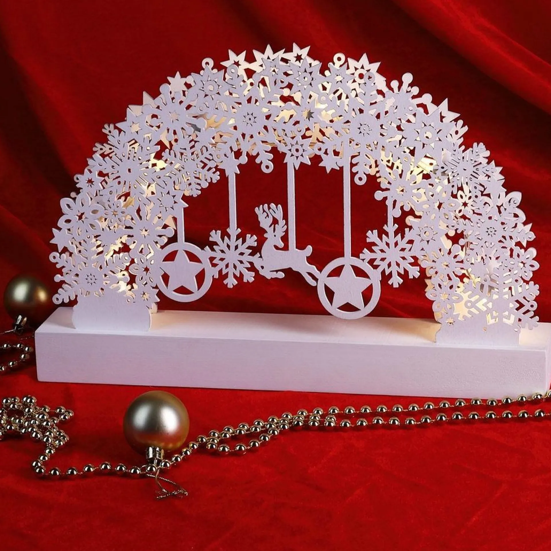 Monzana Kerstboog Sneeuwvlokken Led – Batterij – Warm Wit Online